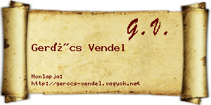 Gerócs Vendel névjegykártya